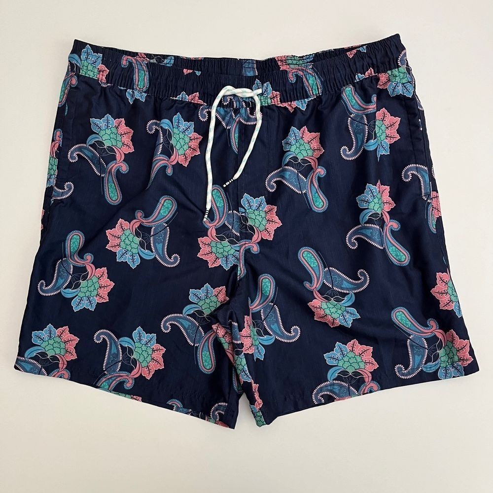 Original Use Blue Paisley Mens Swim Board Trunks, Original Use Mens Swimsuit R13